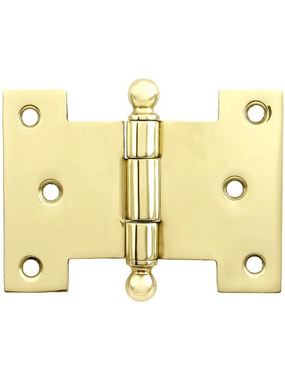 Solid-Brass Parliament Hinge with Ball Tips - 2 1/4 inch x 3 inch in Un-Lacquered Brass.